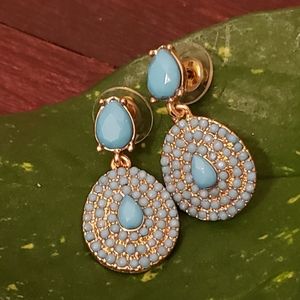 Gold plated Earrings with Small enhanced turquoise